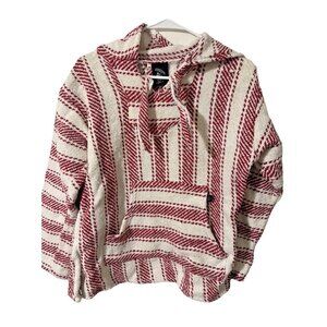 Baja Billy's Red White Stripe Ponch Hoodie Size Medium